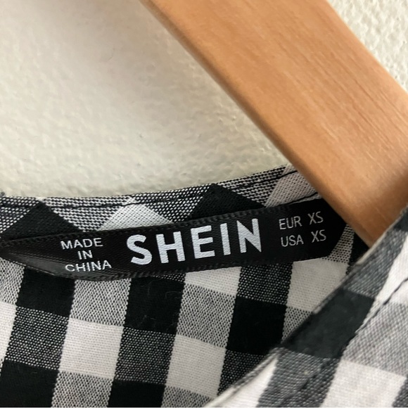 Black & White Buffalo Plaid Peplum Top - Picture 6 of 9